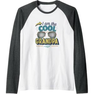 image:imageI am the Cool Grandpa Funny Papa Gift Raglan Baseball TeeDark Heather GreyWhite