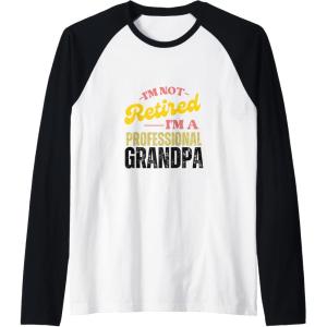 image:imageIm Not Retired Im A Professional Grandpa  Grandpa Gift Raglan Baseball TeeBlackWhite