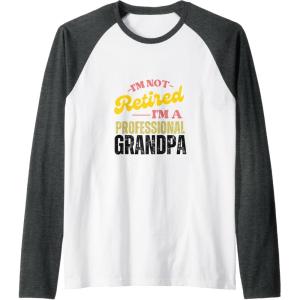 image:imageIm Not Retired Im A Professional Grandpa  Grandpa Gift Raglan Baseball TeeDark Heather GreyWhite