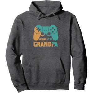 image:imageLeveled Up To Grandpa  Grandpa Gift Pullover HoodieDark Heather Grey