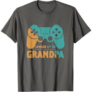 image:imageLeveled Up To Grandpa  Grandpa Gift TShirtAsphalt Grey