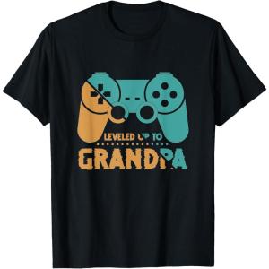 image:imageLeveled Up To Grandpa  Grandpa Gift TShirtBlack