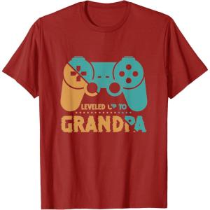 image:imageLeveled Up To Grandpa  Grandpa Gift TShirtCranberry Red