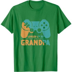 image:imageLeveled Up To Grandpa  Grandpa Gift TShirtKelly Green