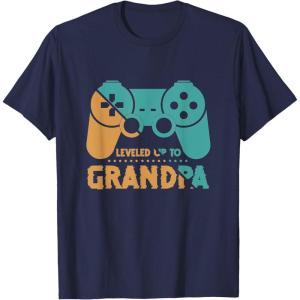image:imageLeveled Up To Grandpa  Grandpa Gift TShirtNavy Blue