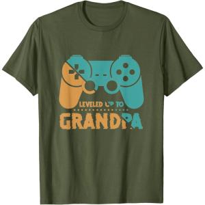 image:imageLeveled Up To Grandpa  Grandpa Gift TShirtOlive Green