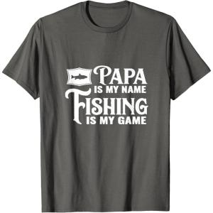 image:imagePapa Is My Name Fishing is My Game Gift for Grandpa Papa TShirtAsphalt Grey
