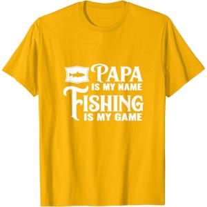 image:imagePapa Is My Name Fishing is My Game Gift for Grandpa Papa TShirtGolden Yellow