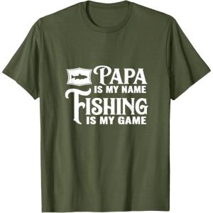 image:imagePapa Is My Name Fishing is My Game Gift for Grandpa Papa TShirtOlive Green