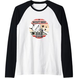 image:imageBest Dog Dad Ever  Dog Dad Gift Raglan Baseball TeeBlackWhite