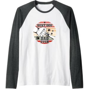 image:imageBest Dog Dad Ever  Dog Dad Gift Raglan Baseball TeeDark Heather GreyWhite