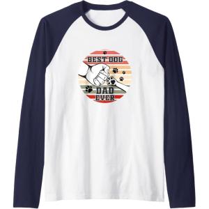 image:imageBest Dog Dad Ever  Dog Dad Gift Raglan Baseball TeeNavy BlueWhite