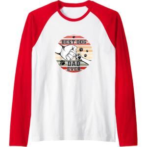 image:imageBest Dog Dad Ever  Dog Dad Gift Raglan Baseball TeeRedWhite
