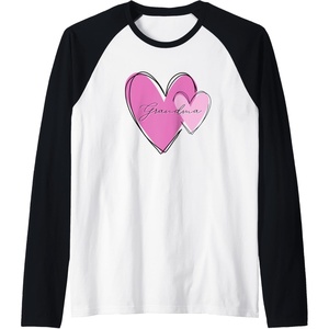 image:imageGrandma Double Heart Raglan Baseball TeeBlackWhite