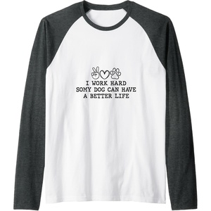 image:imageI Work Hard  Dog Dad Gift Raglan Baseball TeeDark Heather GreyWhite