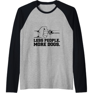 image:imageLess People More Dogs  Dog Dad Gift Raglan Baseball TeeBlackAthletic Heather