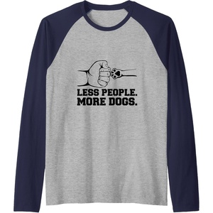 image:imageLess People More Dogs  Dog Dad Gift Raglan Baseball TeeNavy BlueAthletic Heather