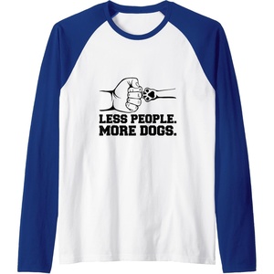 image:imageLess People More Dogs  Dog Dad Gift Raglan Baseball TeeRoyal BlueWhite