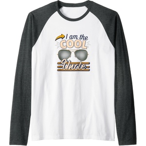 image:imageI am the Cool Uncle Gift Raglan Baseball TeeDark Heather GreyWhite