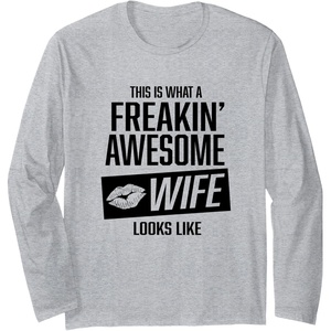 image:imageThis is what an awesome wife looks like lip gift Long Sleeve TShirtHeather Grey