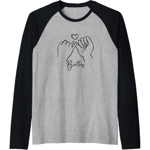 image:imageBesties Pinky Swear Bestfriend Gifts Sisterhood Gift Raglan Baseball TeeBlackAthletic Heather