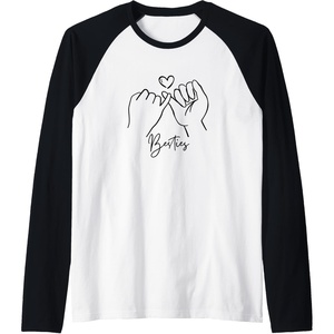 image:imageBesties Pinky Swear Bestfriend Gifts Sisterhood Gift Raglan Baseball TeeBlackWhite