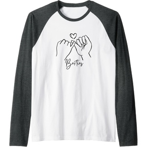 image:imageBesties Pinky Swear Bestfriend Gifts Sisterhood Gift Raglan Baseball TeeDark Heather GreyWhite