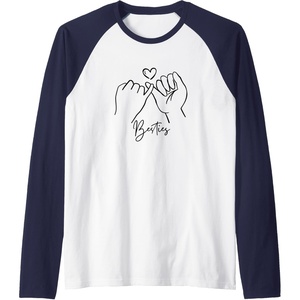 image:imageBesties Pinky Swear Bestfriend Gifts Sisterhood Gift Raglan Baseball TeeNavy BlueWhite