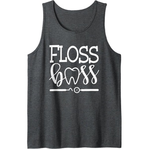 image:imageFloss Boss Dentist Dental Hygienist amp Assistant Gift Tank TopDark Heather Grey