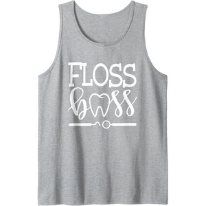 image:imageFloss Boss Dentist Dental Hygienist amp Assistant Gift Tank TopHeather Grey