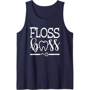 image:imageFloss Boss Dentist Dental Hygienist amp Assistant Gift Tank TopNavy Blue