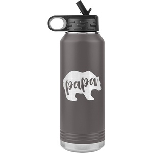 image:imageBrooke amp Jess Designs Papa Bear  Gray  32oz Stainless Steel Water Bottle for Dad Grandpa  Straw amp Wide Mouth Lid  Keeps Liquids Hot or Cold  Vacuum Insulated Sweat Proof Sport Design