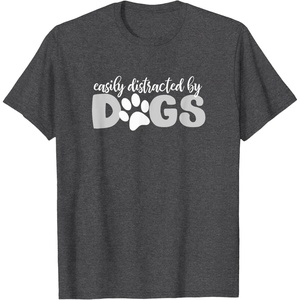 image:imageEasily Distracted by Dogs  Dog Lover Gifts TShirt for Men Women KidsDark Heather Grey