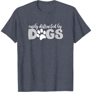 image:imageEasily Distracted by Dogs  Dog Lover Gifts TShirt for Men Women KidsHeather Blue