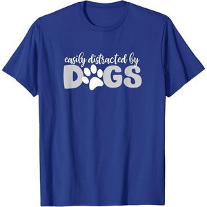 image:imageEasily Distracted by Dogs  Dog Lover Gifts TShirt for Men Women KidsRoyal Blue