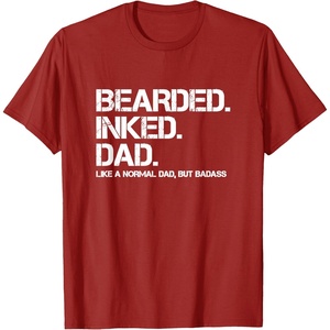 image:imageBearded Inked Dad  Fathers Day Gift TShirtCranberry Red