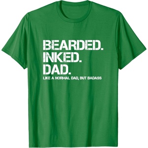 image:imageBearded Inked Dad  Fathers Day Gift TShirtKelly Green