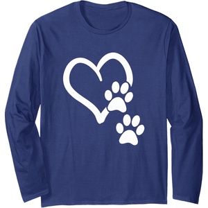 image:imageHeart and Paws  Great Gift for Pet Lovers Long Sleeve TShirtNavy Blue
