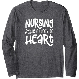 image:imageNursing is a Work of Heart  Gift for Nurses Long Sleeve TShirtDark Heather Grey