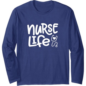 image:imageNurse Life  Great gift for Nurses Medical Workers Long Sleeve TShirtNavy Blue