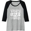 image:imageTeach Love Inspire  Great gift for Teachers Raglan Baseball TeeBlackAthletic Heather