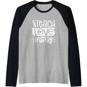 image:imageTeach Love Inspire  Great gift for Teachers Raglan Baseball TeeBlackAthletic Heather