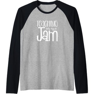 image:imageTeaching is My Jam  Unique Gift for Teachers Raglan Baseball TeeBlackAthletic Heather