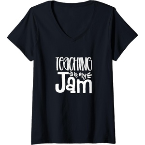 image:imageWomens Teaching is My Jam  Great gift for Teachers VNeck TShirtBlack