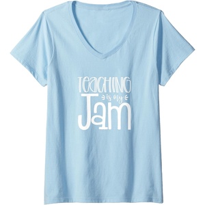 image:imageWomens Teaching is My Jam  Unique Gift for Teachers VNeck TShirtBaby Blue