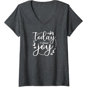 image:imageWomens Today I Choose Joy Gift for Women Friends Sisters VNeck TShirtDark Heather Grey