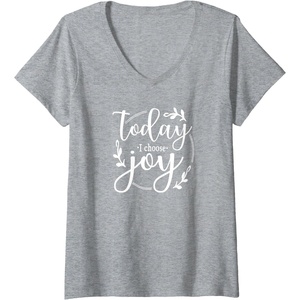 image:imageWomens Today I Choose Joy Gift for Women Friends Sisters VNeck TShirtHeather Grey
