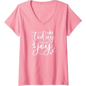 image:imageWomens Today I Choose Joy Gift for Women Friends Sisters VNeck TShirtPink