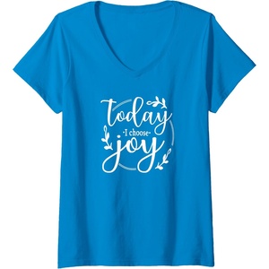 image:imageWomens Today I Choose Joy Gift for Women Friends Sisters VNeck TShirtSapphire Blue