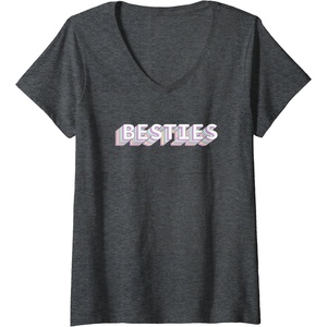 image:imageWomens Besties Bestfriend Gifts Sisterhood Gift Friendship Gift VNeck TShirtDark Heather Grey